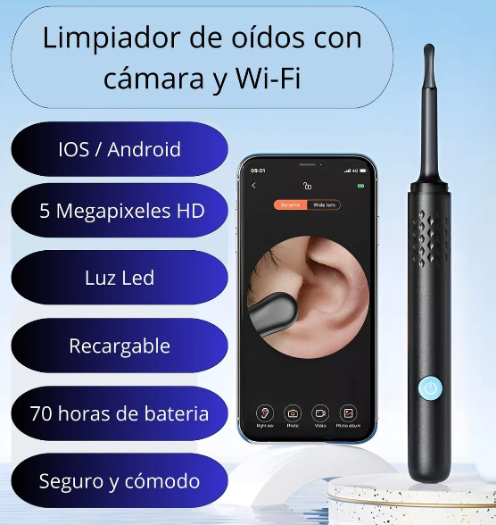 LIMPIADOR DE OIDOS CON CAMARA RECARGABLE