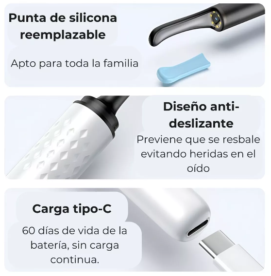 LIMPIADOR DE OIDOS CON CAMARA RECARGABLE
