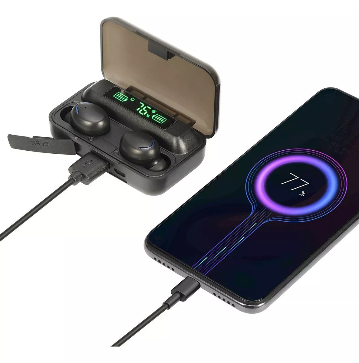 Audífonos Bluetooth Touch + Caja De Carga + Power Bank